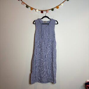 Flax blue linen hooded maxi dress